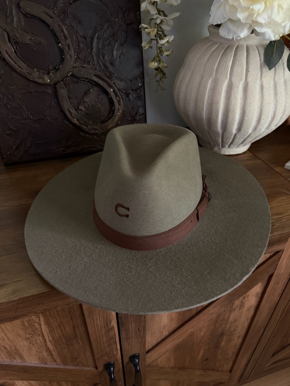 Charlie 1 Horse Olive Green Wide Brim Felt Hat